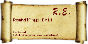 Romhányi Emil névjegykártya