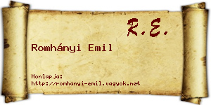 Romhányi Emil névjegykártya